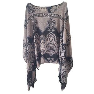 Lane Bryant Black and Cream Patterned Blouse